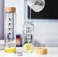 Transparent Glass Water Bottle With Wooden Lid, Airtight Glass Juice Bottle, Portable Water Glass Bottle