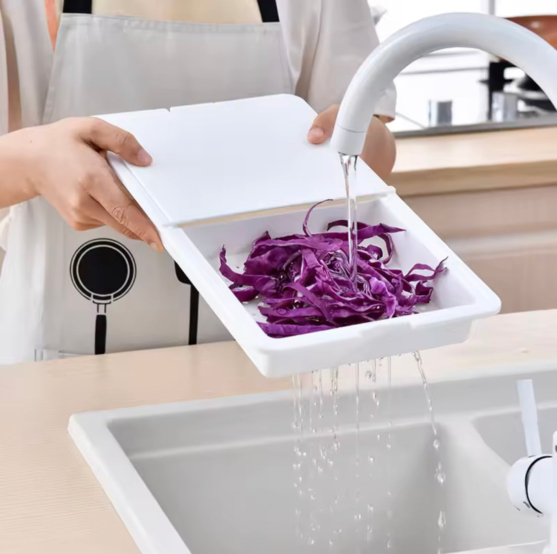 Foldable Cutting Board With Strainer, 2 in 1 Multipurpose Cutting Board, Vegetable Chopping Board With Drain Basket