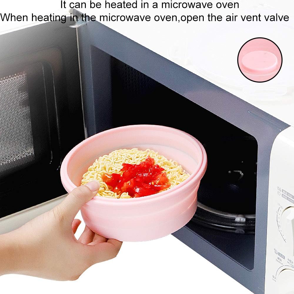 Silicone Foldable Food Container With Lid, Microwave Friendly Silicone Food Container, Silicone Folding Bento Lunch Box