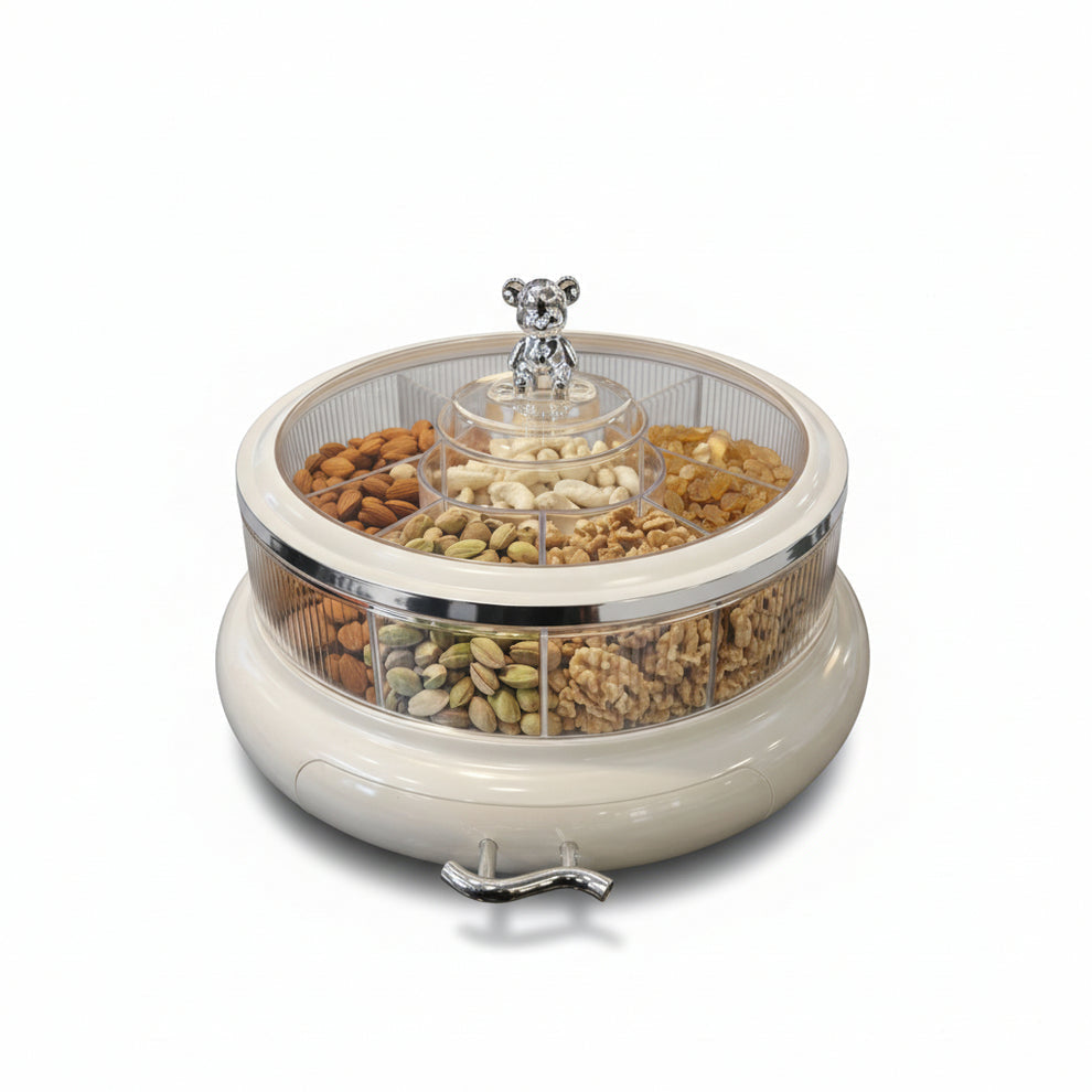 Bear Knob Dry Fruit Bowl, Nordic Style Candy Food Serving Tray, Snacks Organizer Box