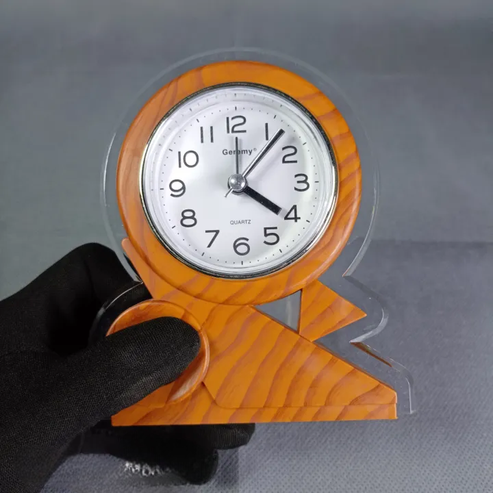 Decorative Plastic Wooden Design Clock, Table Top Alarm Clock, Bedroom Desktop Decoration Clock