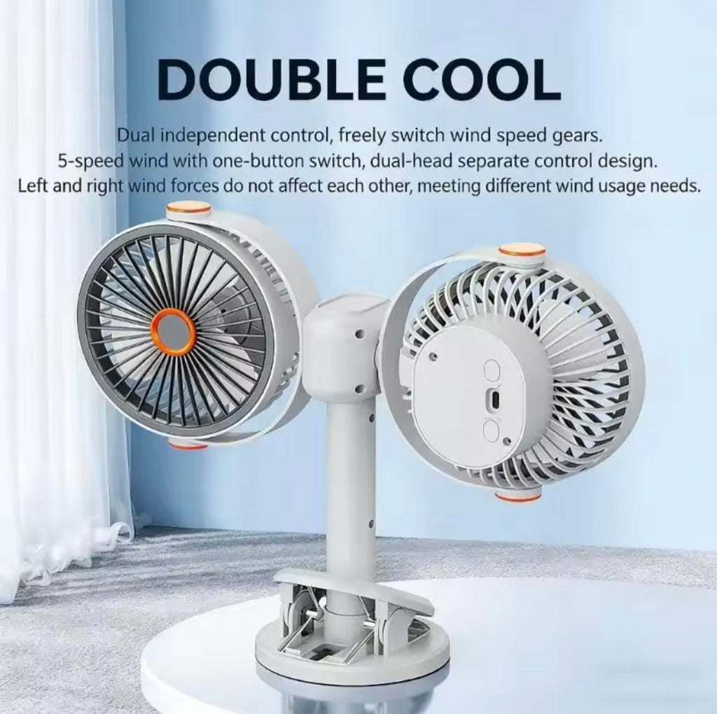 Dual Head Cooling Fan, Adjustable Desktop USB Fan, Double Head Wall Mounted Cooling Fan, Portable Office Desk Fan