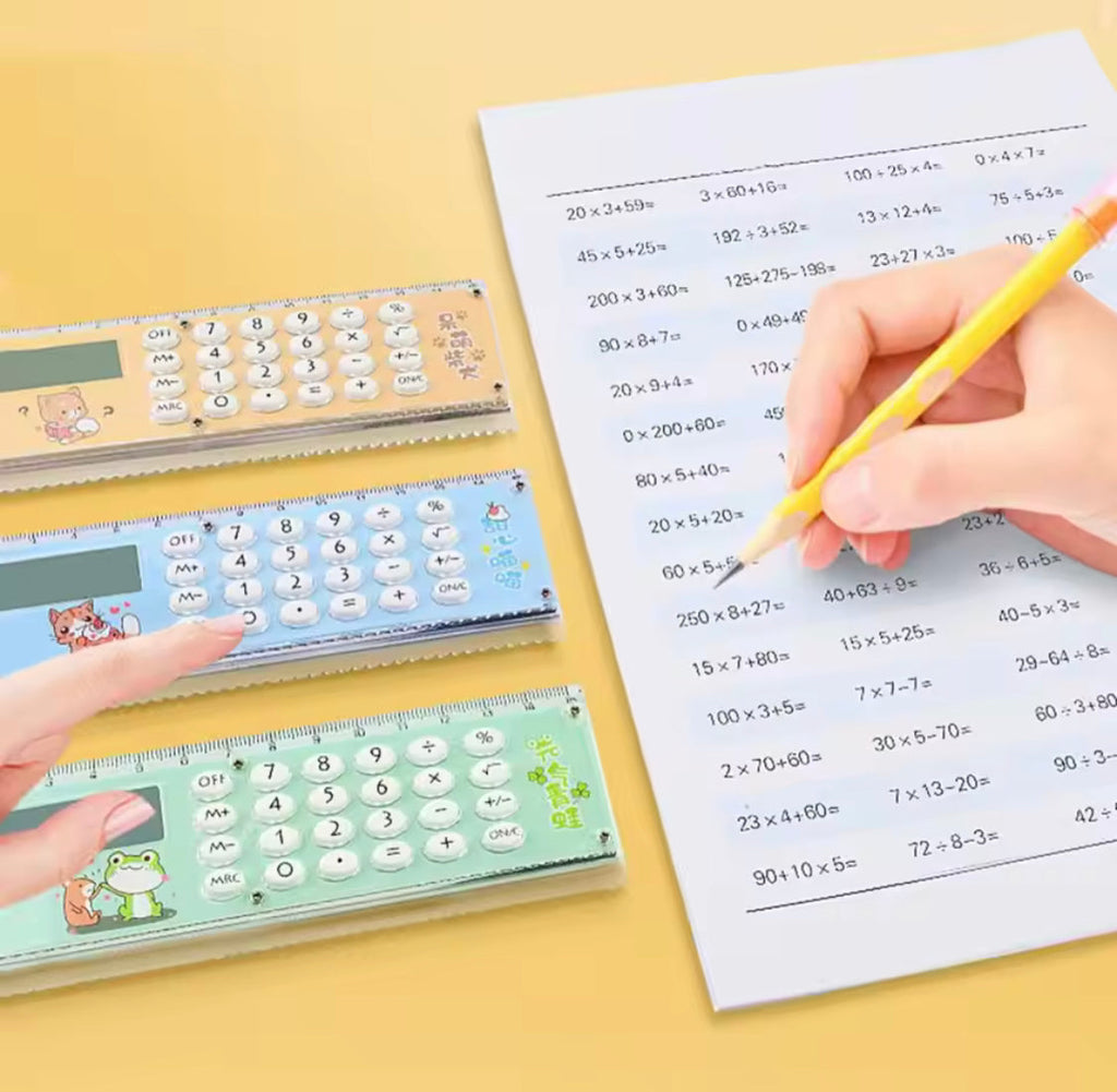 2 In 1 Eight Digits Calculator With Scale, Cute Cartoon Calculator, LCD Display Calculator