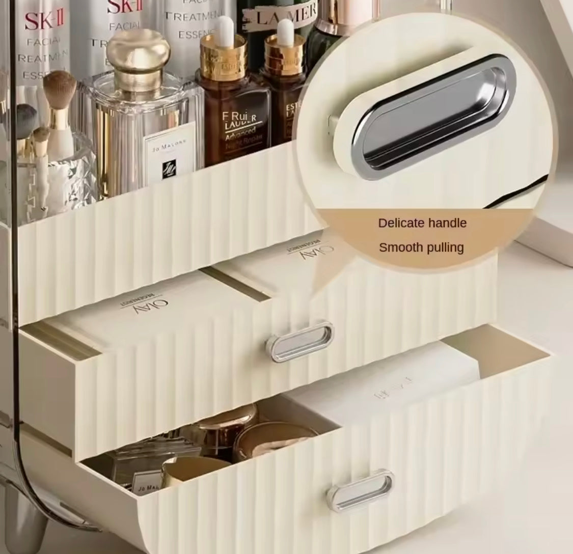 Drawer Type Cosmetics Storage Box, Transparent Dust Proof Cosmetic Organizer, Stackable Cosmetic Storage Box