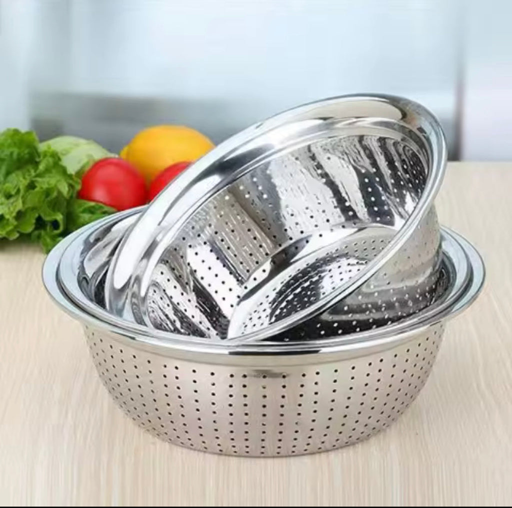 Stainless Steel Round Strainer, Fruit Basket Sifter, Stainless Steel Colander, Vegetable Washing Strainer