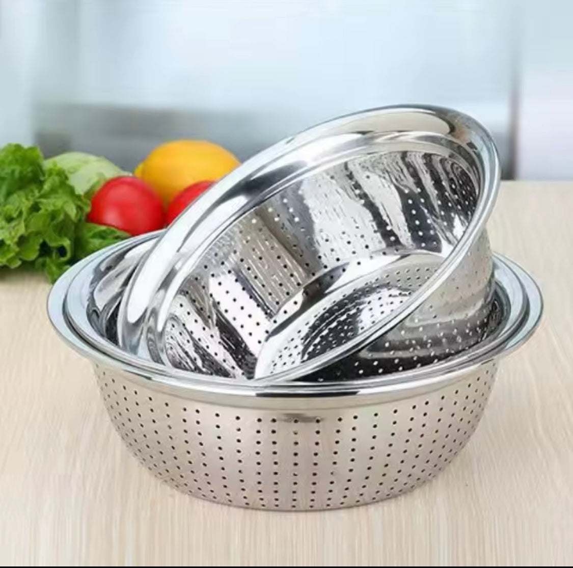 Stainless Steel Round Strainer, Fruit Basket Sifter, Stainless Steel Colander, Vegetable Washing Strainer