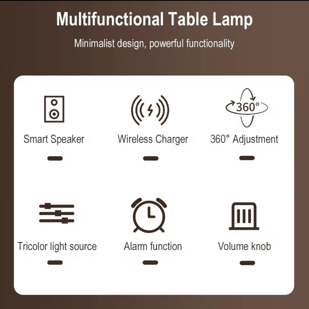4 In 1 Smart LED Table Lamp, Wireless Lamp With Charging Pad, Adjustable LED Lamp With Bluetooth Speaker And Clock