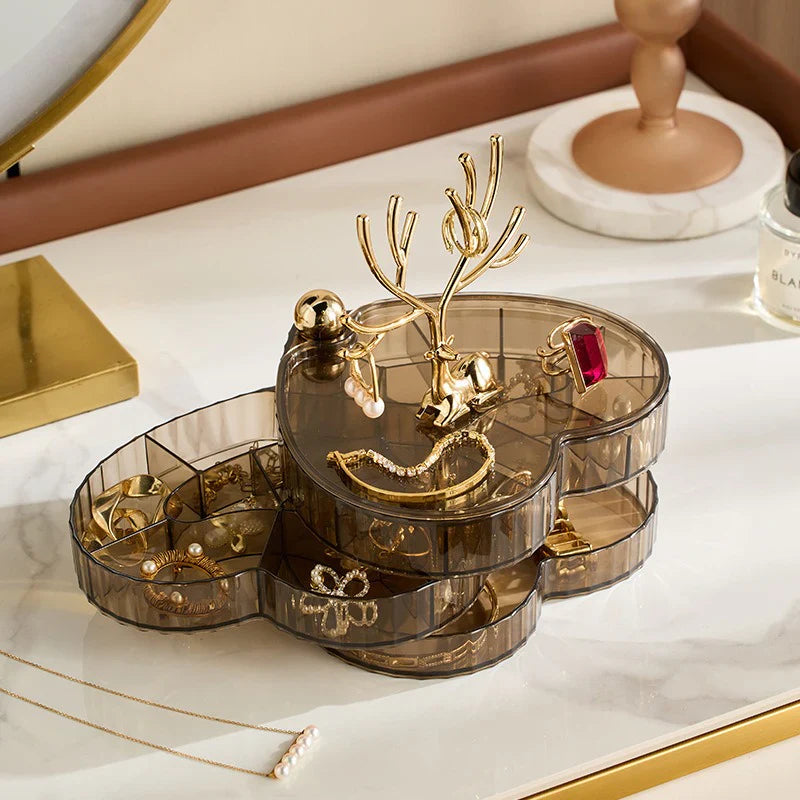 3 Layer Acrylic Deer Jewelry Organizer, Light Luxury Plastic Jewelry Box, Tabletop Jewelry Organizer