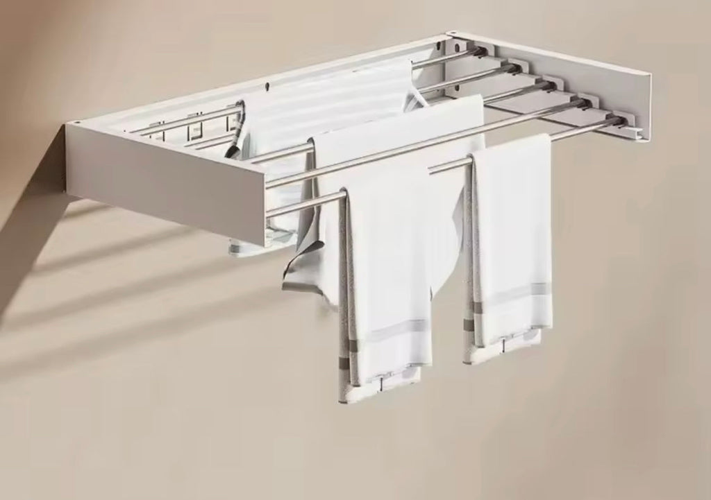 Wall Mounted Foldable Clothes Rack, Clothes Drying Hanger, Heavy Duty Clothesline Pole Hanger, Foldable Towel Holder, Wardrobe Organizer