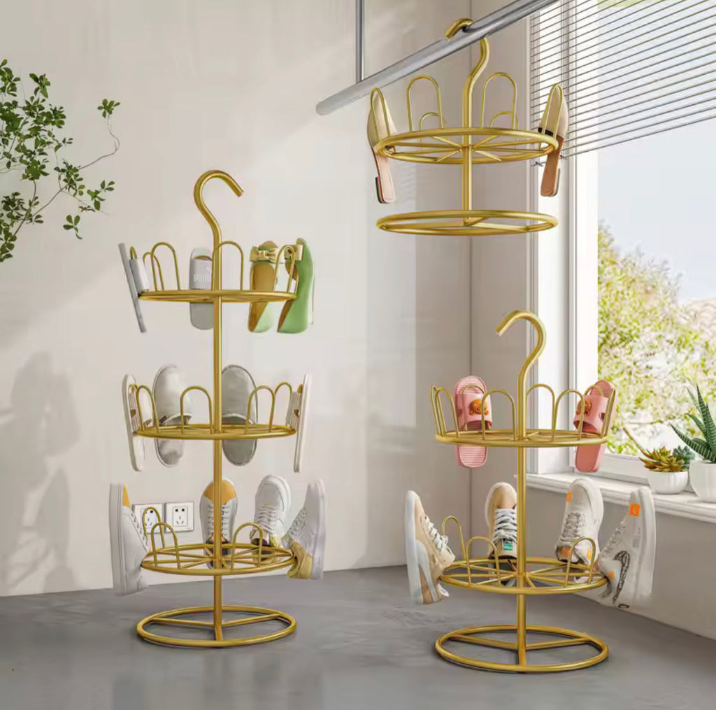 Drying Shoe Rack With Drain Plate, Rotating Drying Shoe Rack, Floor Standing Rotating Slipper Rack