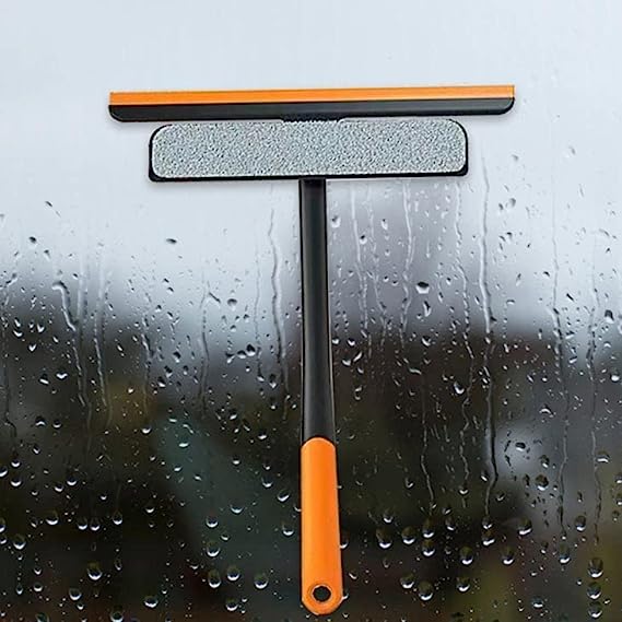 3 In 1 Multifunctional Wiper Brush, Glass Wiper Cleaning Scrubber With Duster, Adjustable Handle Window Cleaner Wiper, Net Screen Cleaning Brush, Household Bathroom Kitchen Glass Scraper Cleaner, Rotatable Silicone Squeegee
