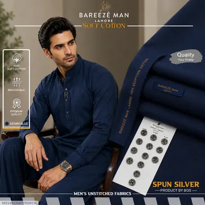 Men Unstitched Cotton Suit