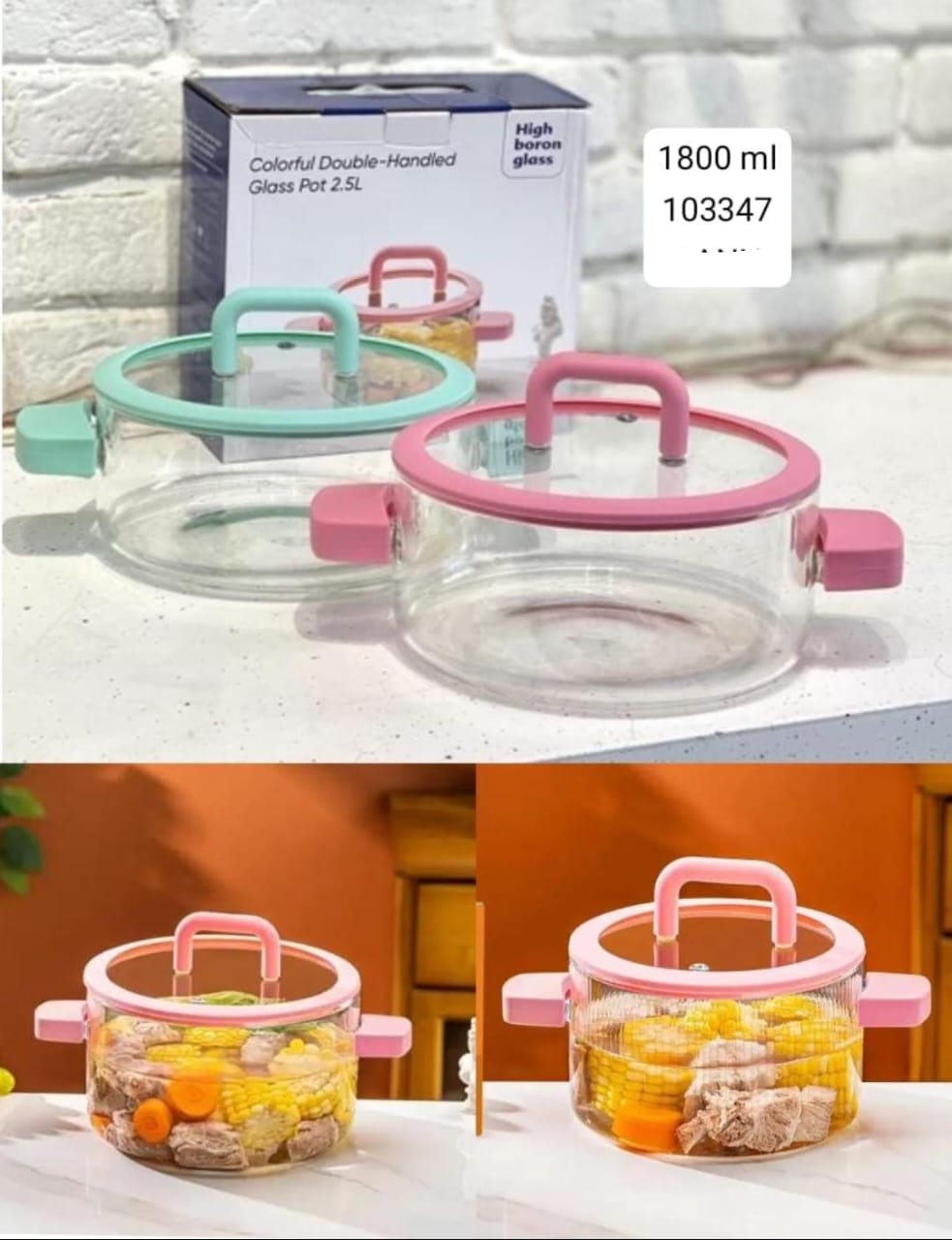 Cooking Glass Pot With Silicone Handle, Heat Resistant Glass Cooking Pot, Glass Sauce Pot With Lid