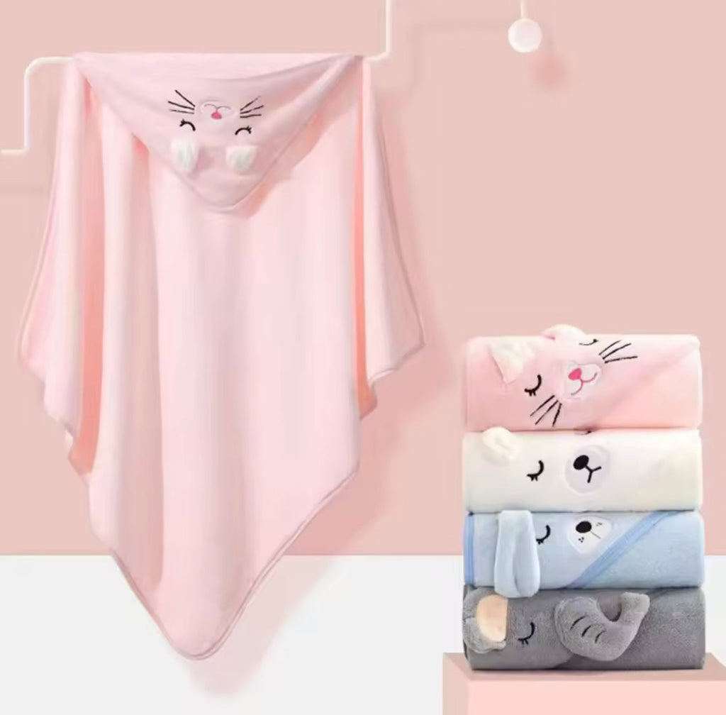 Cartoon Baby Bath Towel, Baby Cartoon Bathrobe, Baby Swaddling Blanket With Quilt