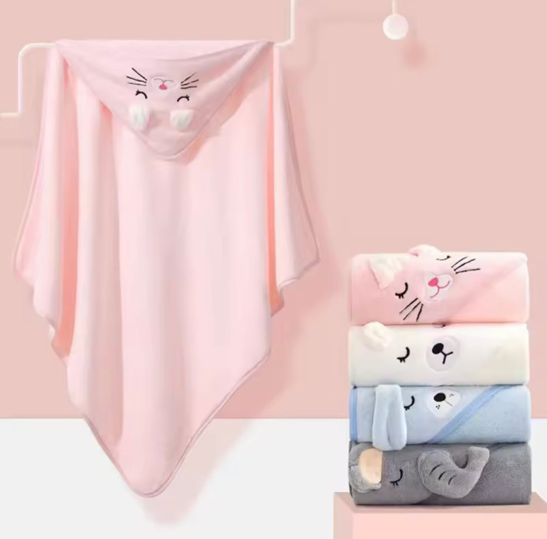 Cartoon Baby Bath Towel, Baby Cartoon Bathrobe, Baby Swaddling Blanket With Quilt