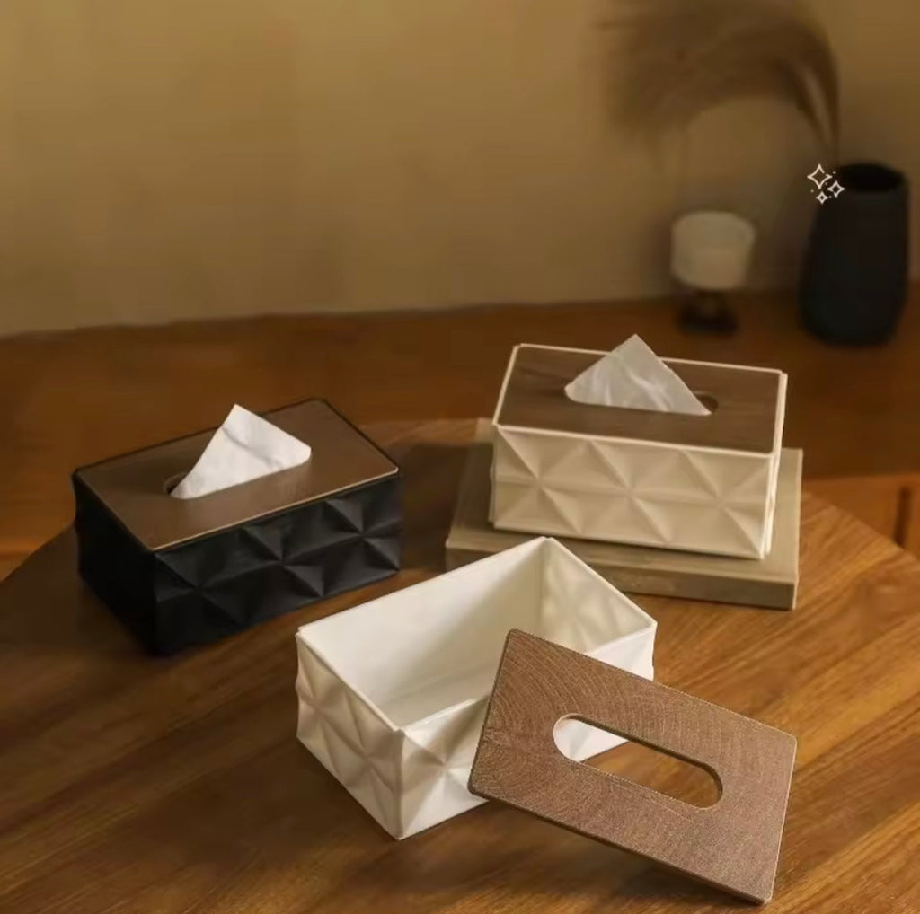 Luxury Geometric Tissue Box Holder, Portable Thickened Napkins Holder, Desktop Napkins Organizer