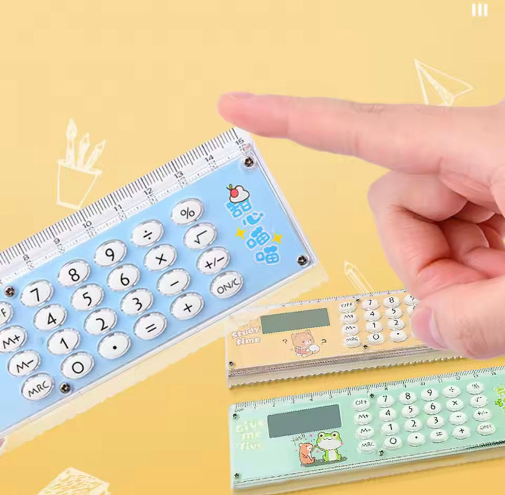 2 In 1 Eight Digits Calculator With Scale, Cute Cartoon Calculator, LCD Display Calculator