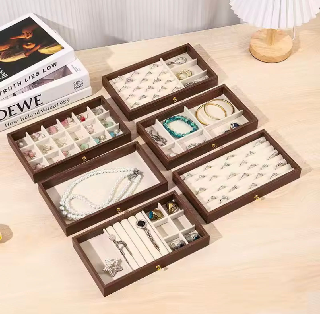 3 Layer Wooden Jewelry Organizer, Multi Layer Large Capacity Jewelry Box, Vintage Style Jewelry Storage Box