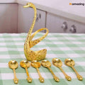 Color Guaranteed Spoon Set With Swan Stand