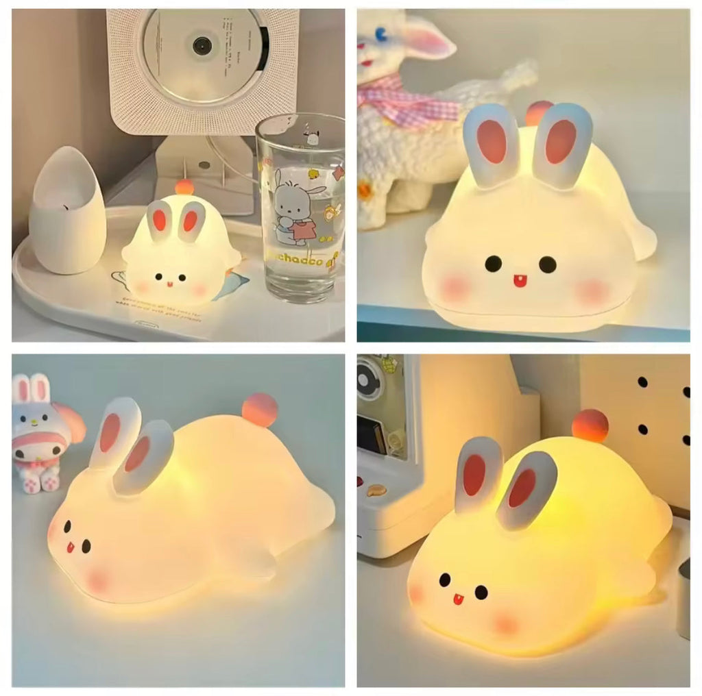 Silicone Rabbit Lamp, Rechargeable Bunny Lamp with Touch Sensor, Silicone LED Lamp For Kids, Multipurpose Silicon Touch Sensor Tap Light, Baby Kids Bedside Night Light