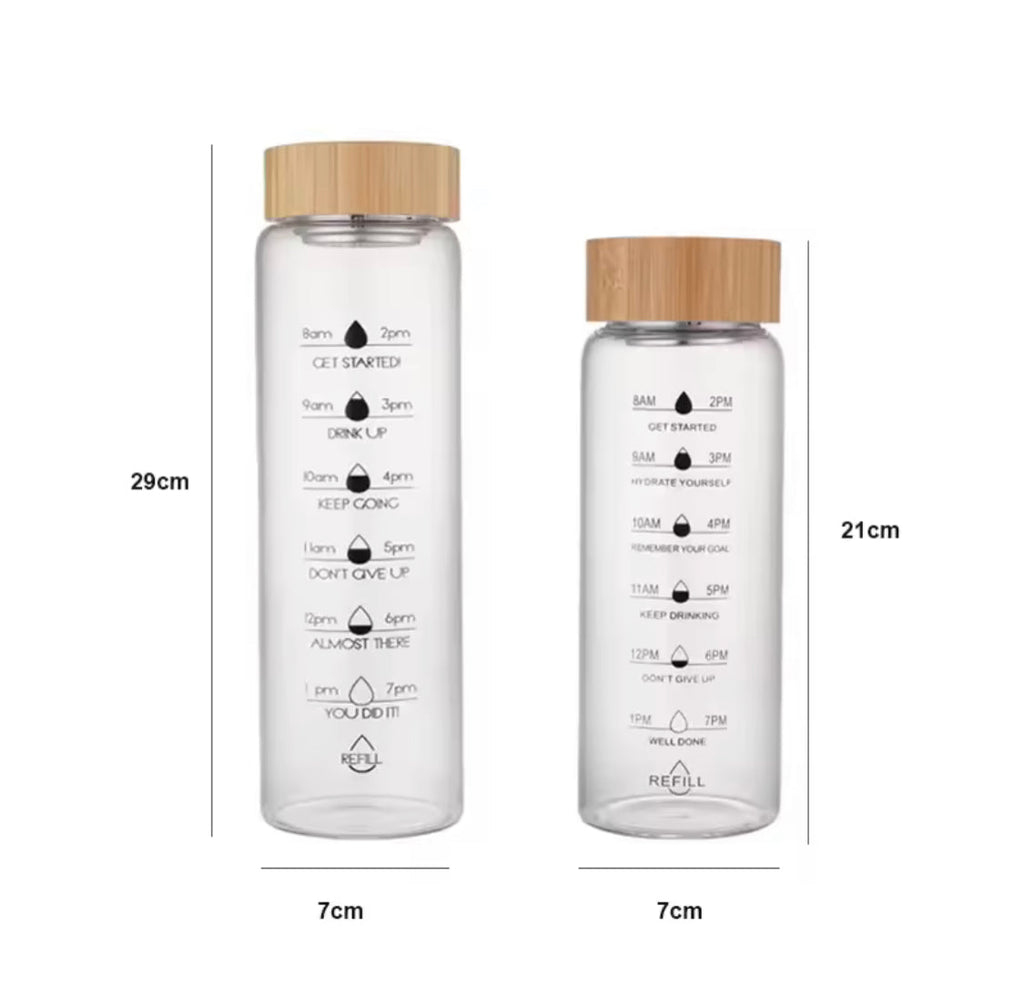 Transparent Glass Water Bottle With Wooden Lid, Airtight Glass Juice Bottle, Portable Water Glass Bottle