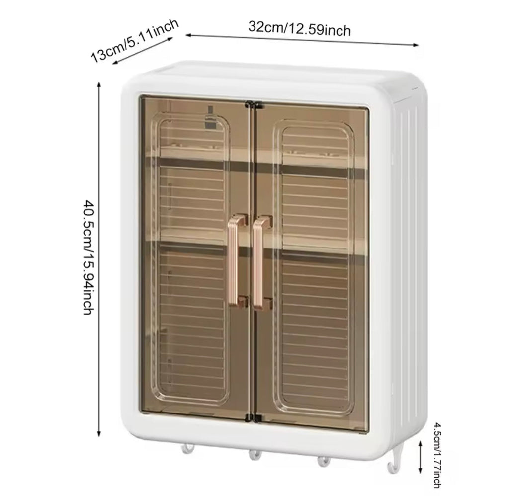 Multilayer Bathroom Storage Cabinet With Hooks, Kitchen Seasoning Storage Shelf, Multipurpose Cabinet with Doors and Shelves, Wall Mounted Cabinet, Home And Living Organizer