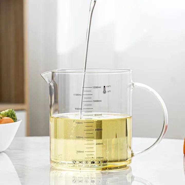 1200ml High Borosilicate Glass Oil Filtering Pot, Large Capacity Oil Storage Tank, Oil Separator Glass Pot