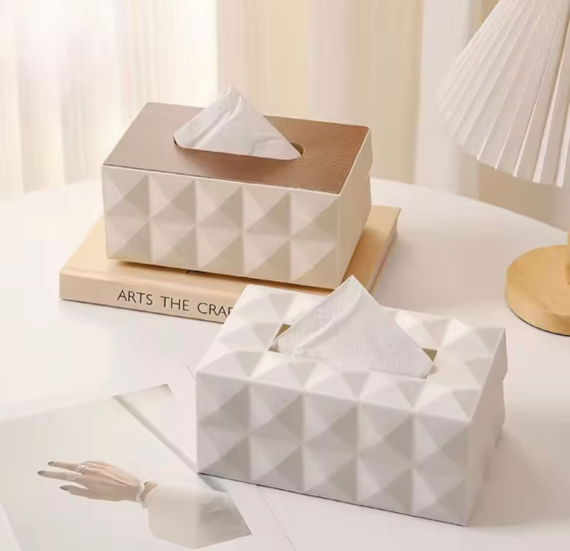 Luxury Geometric Tissue Box Holder, Portable Thickened Napkins Holder, Desktop Napkins Organizer