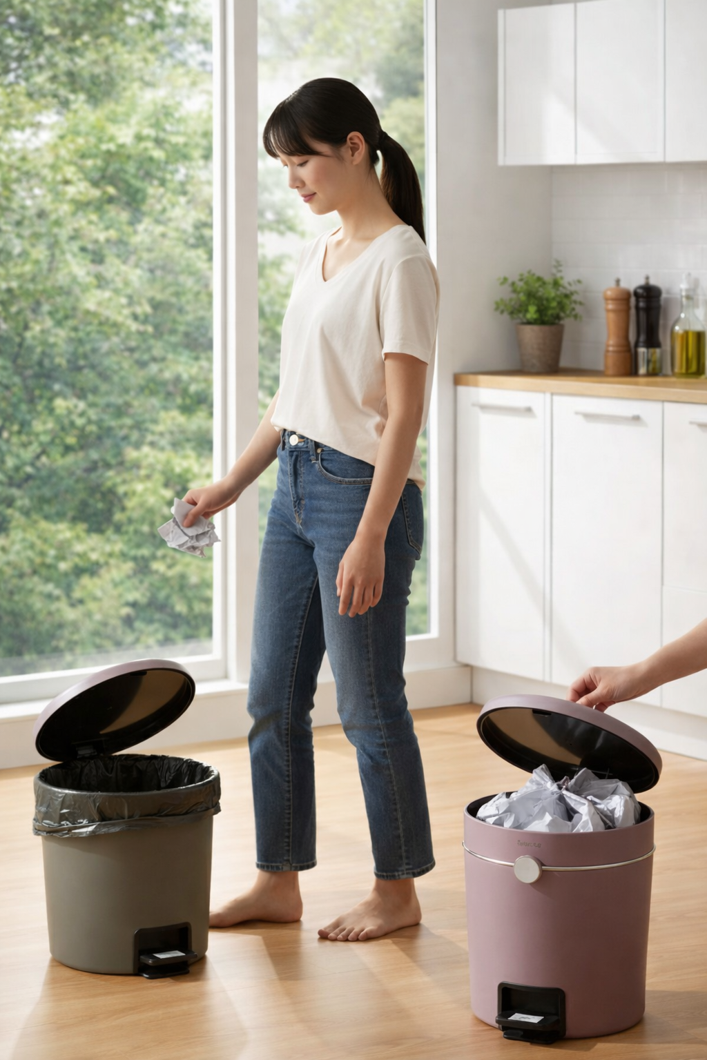 Smart Pedal Dustbin, Manual Disposal Trash Can, Wastebasket Garbage Container, Bathroom Kitchen Garbage Bucket