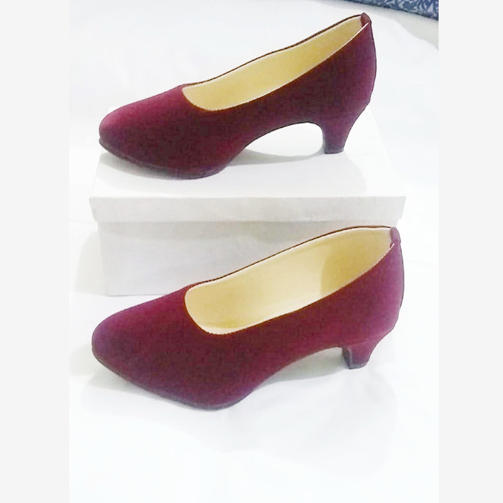 Ladies Velvet Pump Shoes – Comfortable 2 Inch Heel Casual & Party Wear Stylish