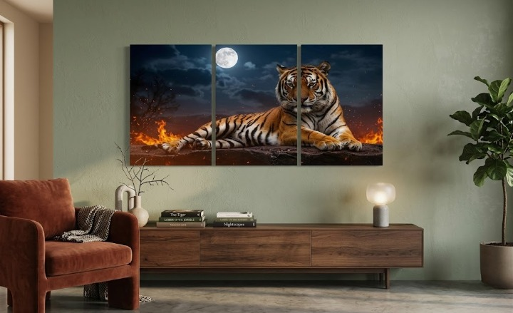 Wall Art – Wooden Sticky Tiles Canvas Painting 24x11 inch ready size