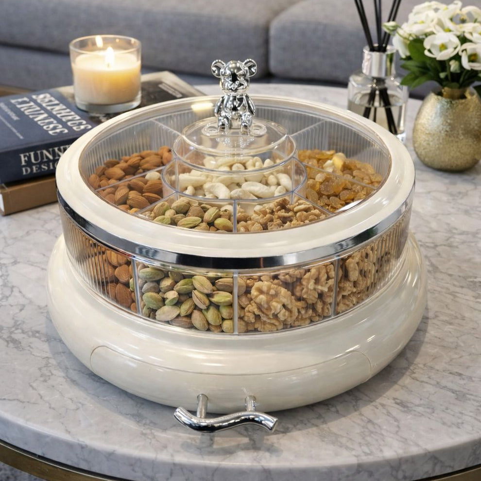 Bear Knob Dry Fruit Bowl, Nordic Style Candy Food Serving Tray, Snacks Organizer Box