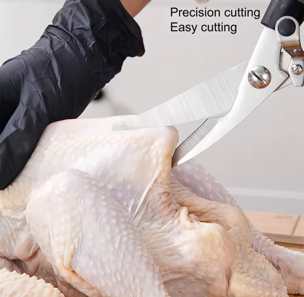 Effort Saving Spring Kitchen Shears, Multifunctional Meat Scissors, Heavy Duty Meat Poultry, Kitchen Cutting Tool
