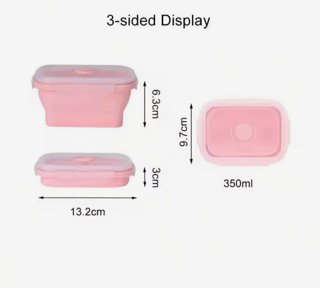Silicone Foldable Food Container With Lid, Microwave Friendly Silicone Food Container, Silicone Folding Bento Lunch Box