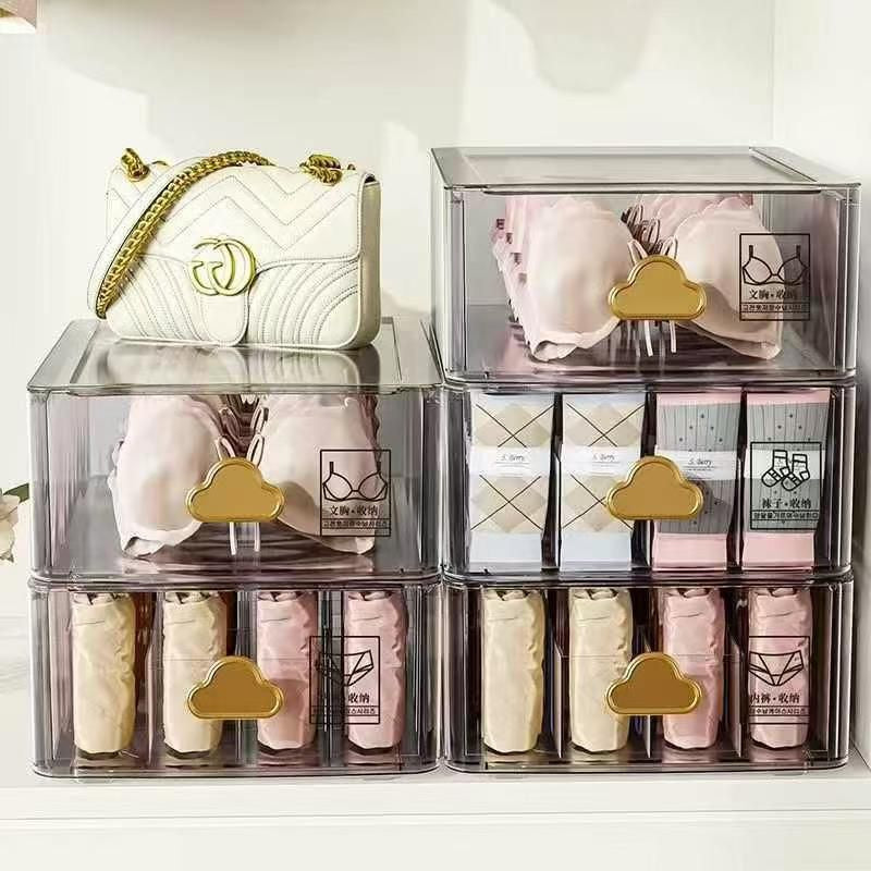 Transparent Drawer Style Storage Box, Dust Proof Plastic Organizer, Wardrobe Cloth Organizer Box