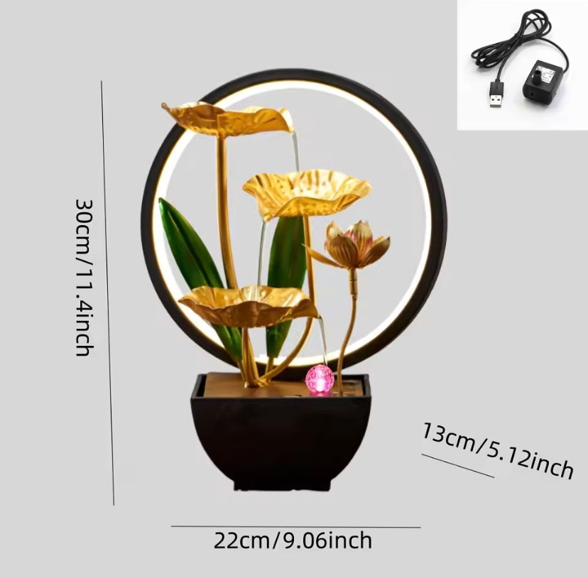 LED Leave Fountain, Desktop Decor Fountain, Electric Indoor Fountain, Waterfall Decor Fountain