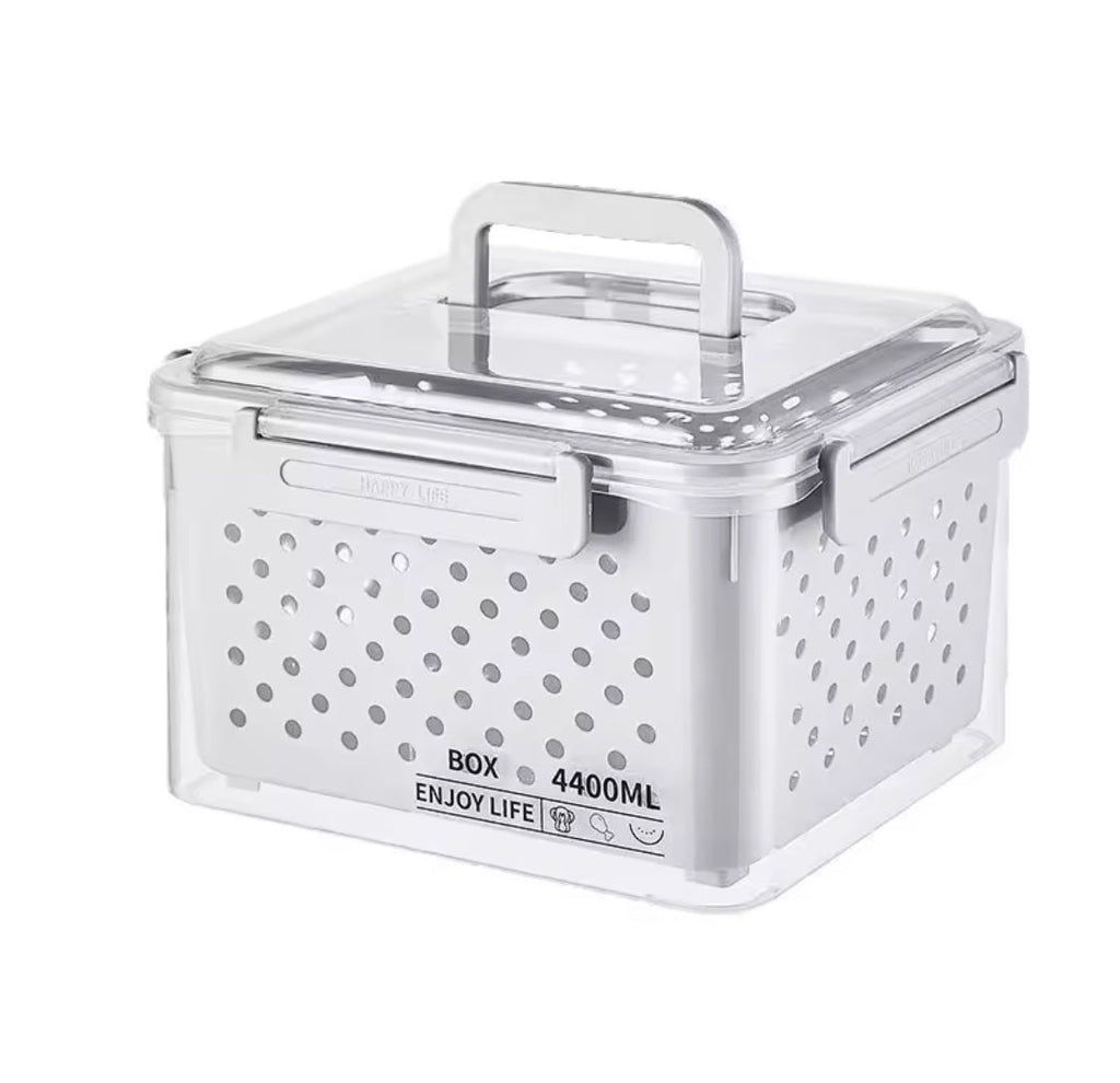 3pcs Refrigerator Organizer Box With Draining Basket, Transparent Refrigerator Food Storage Box, Multi Use Fridge Fruit Vegetable Storage Box