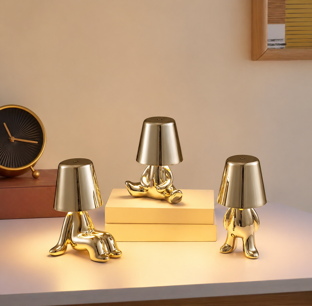 Lazy Man Mini Lamp, Modern Gold Mood Lamp, Mini Buddy Glow Lamp, Tiny Mood Gold Lamp
