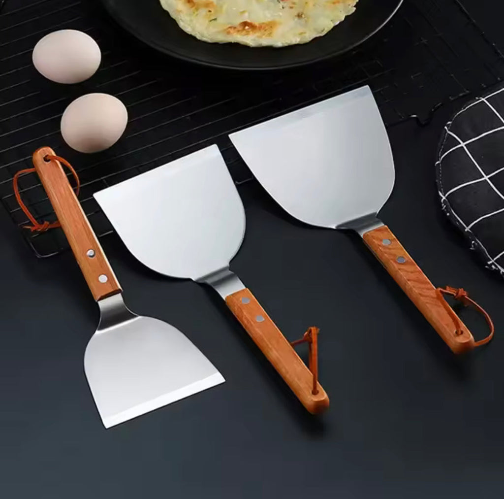 Stainless Steel Cooking Shovel, Non Slip Cooking Shovel, Cookware Spatula With Wooden Handle