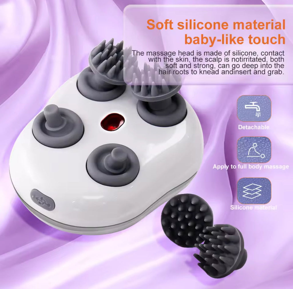 Electric Smart Scalp Massager, Portable Head Massager, Automatic Rotate Massager, Portable Silicon Head Relaxing Device, Handheld Head Scratcher