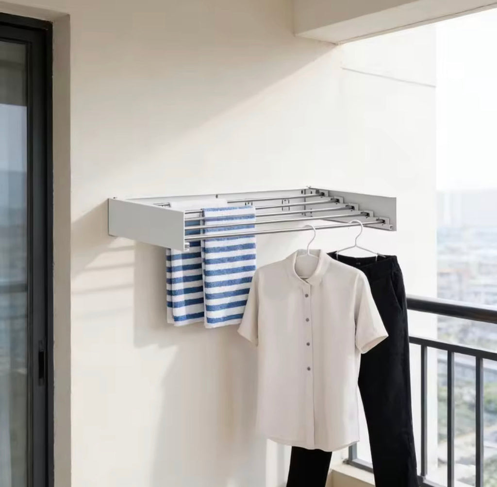 Wall Mounted Foldable Clothes Rack, Clothes Drying Hanger, Heavy Duty Clothesline Pole Hanger, Foldable Towel Holder, Wardrobe Organizer