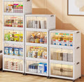 Multi Layer Foldable Storage Cabinet, Bedroom Closet Organizer With Doors, Portable Wardrobe Cabinet, Clothes Storage Organizer, No Installation Storage Cabinet, Plastic Folding Storage Cabinet