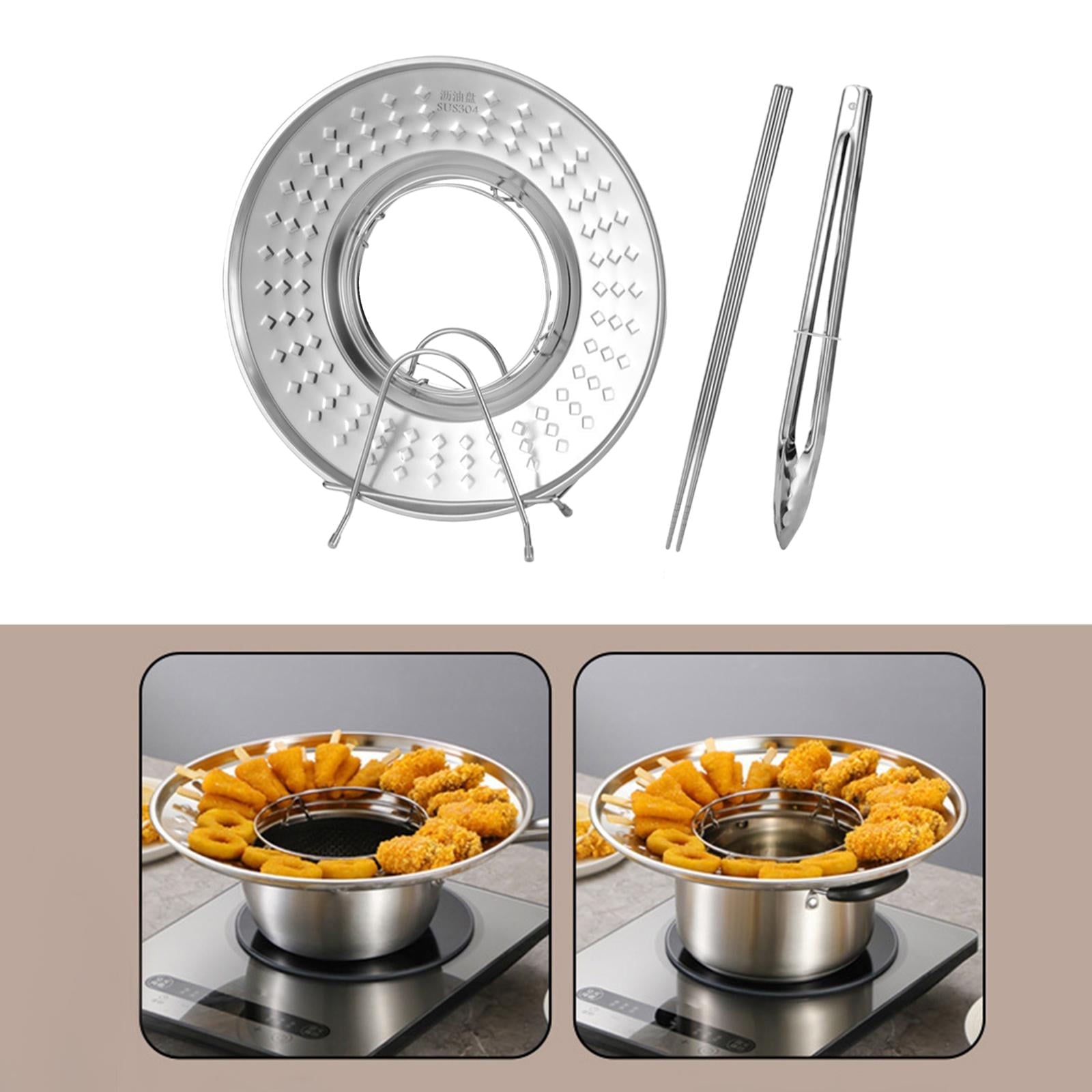 Frying Oil Filter Tray, Oil Drip Filter Colander, Fried Food Oil Draining Tray, Round Oil Filter Tray