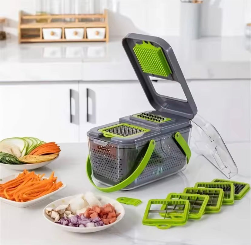 22 In 1 Fruit Vegetable Slicer With Storage Container, Multifunctional Vegetable Cutter, Manual Hand Food Chopper, Kitchen Gadgets