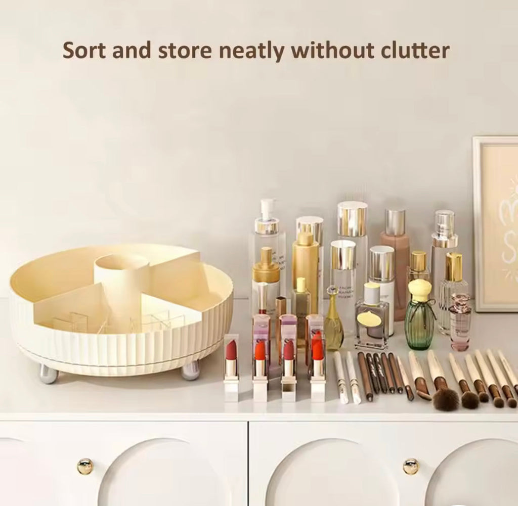 360° Rotating Vanity Organizer, Luxury Style Makeup Organizer, Lipstick And Brush Holder Desktop Tray
