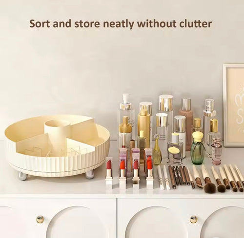 360° Rotating Vanity Organizer, Luxury Style Makeup Organizer, Lipstick And Brush Holder Desktop Tray