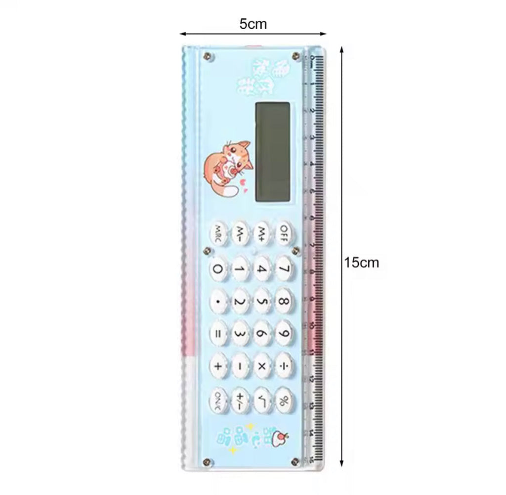 2 In 1 Eight Digits Calculator With Scale, Cute Cartoon Calculator, LCD Display Calculator