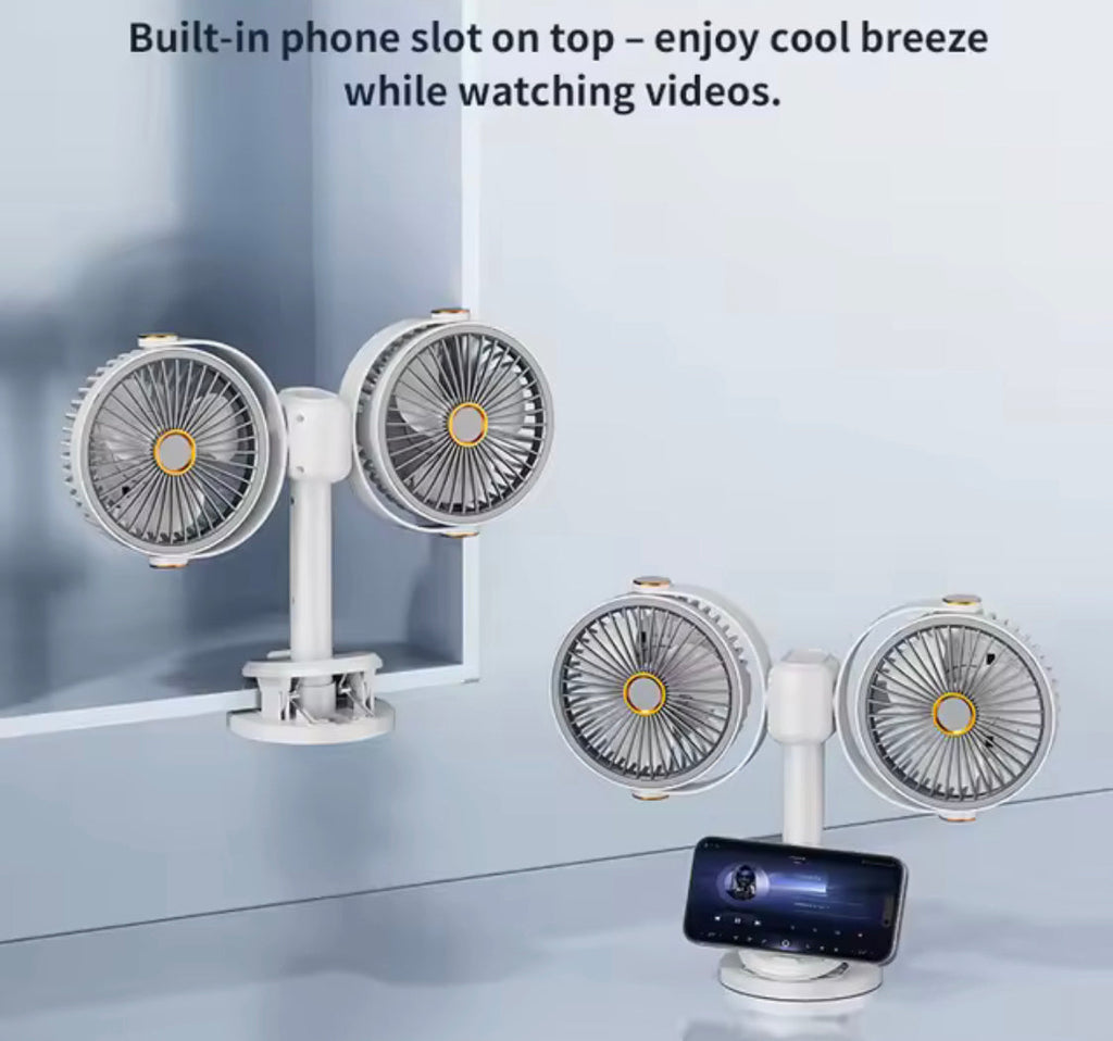 Dual Head Cooling Fan, Adjustable Desktop USB Fan, Double Head Wall Mounted Cooling Fan, Portable Office Desk Fan