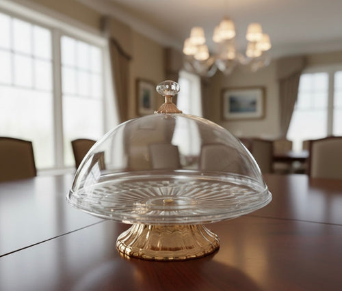 360° Rotating Acrylic Cake Dish With Stand, Transparent Serving Dish, Luxury Acrylic Cake Dome
