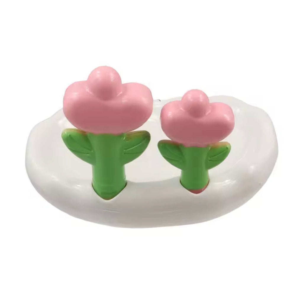 Tulip Shaped Floral Soap Box, Bathroom Decor Soap Holder With Drain Holes, Bathroom Kitchen Sink Countertop Soap Box